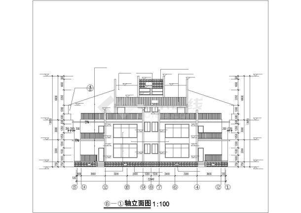 某市现代别致双拼别墅建筑设计施工图纸-图二