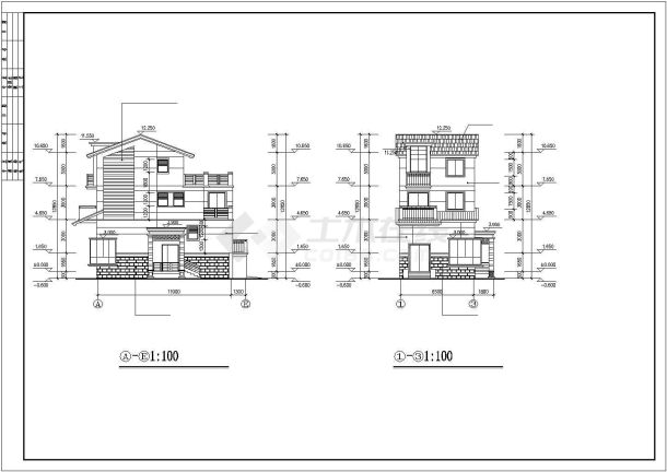 某市农村小户型别墅建筑设计施工图纸-图二