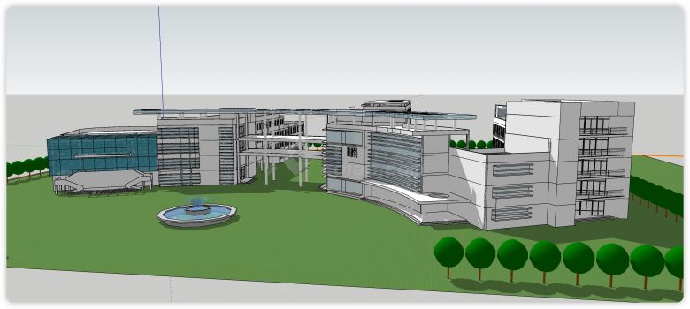 环形设计白色主体逸夫教学楼su模型-图二