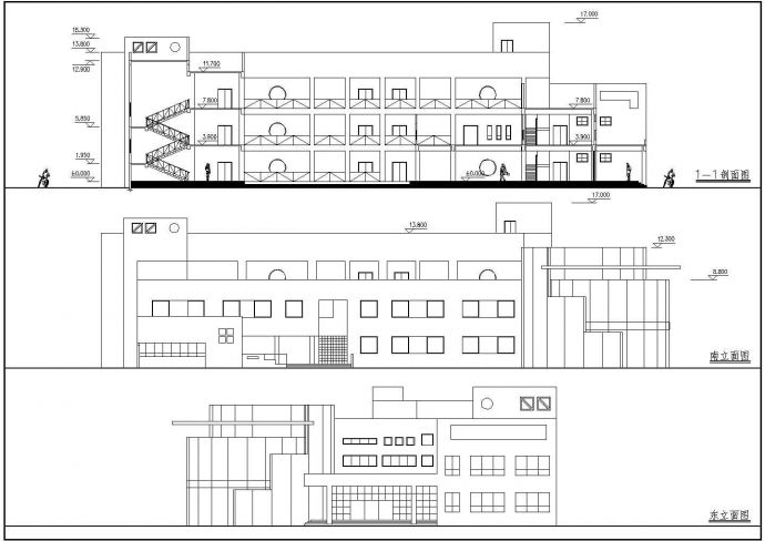 三层平屋顶幼儿园建筑施工设计图纸_图1