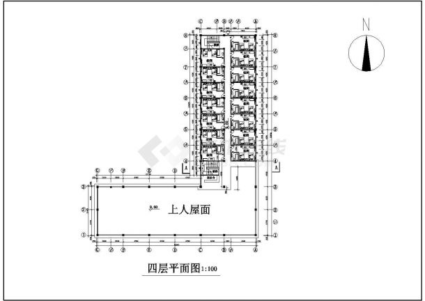 某四层L型宾馆建筑设计图纸（共7张）-图二