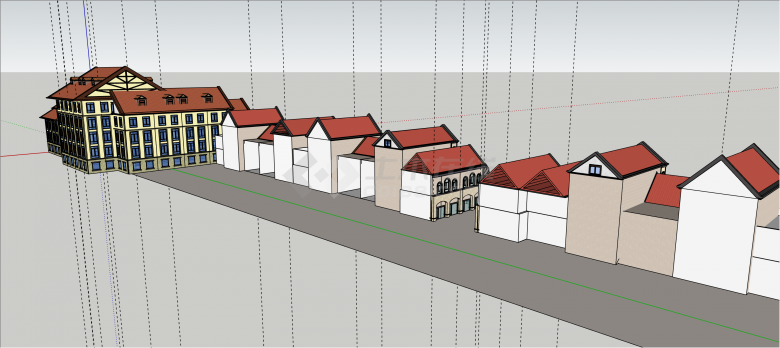 现代西班牙风格商业街su模型-图二