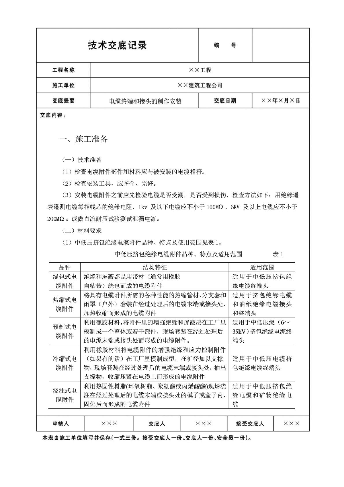 电缆终端和接头的制作安装技术交底-图一