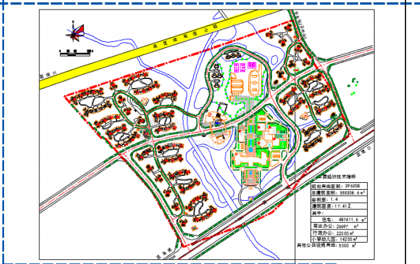 某地小型行政中心规划设计总平面图-图一