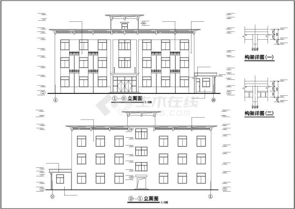 某地三层工业厂房工程建筑施工图纸-图一