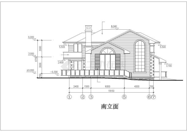 美观二层带休闲平台坡屋顶二层自建房屋建筑图纸-图一