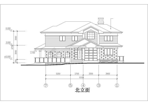 美观二层带休闲平台坡屋顶二层自建房屋建筑图纸-图二