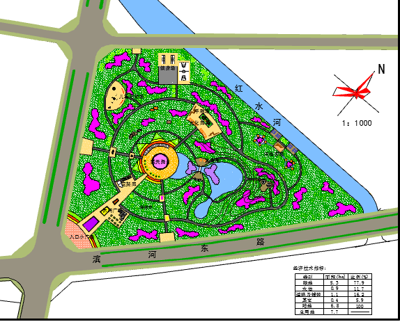 某地小型中心绿地总体景观园林规划图_图1