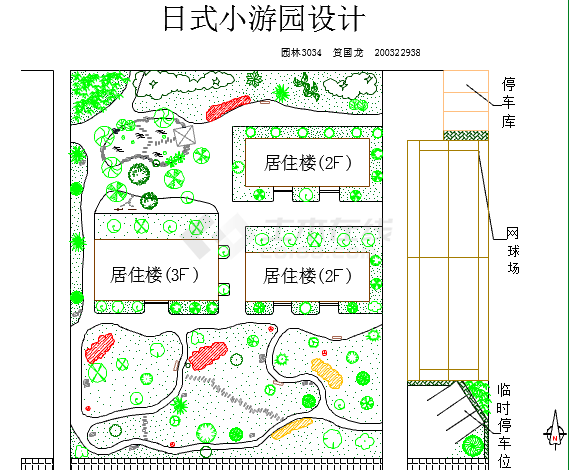 某地小型日式小游园景观园林设计图纸-图一