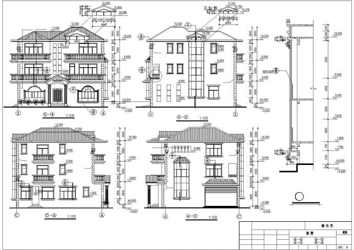 二层双拼带车库农村居住房屋建筑设计图_图1