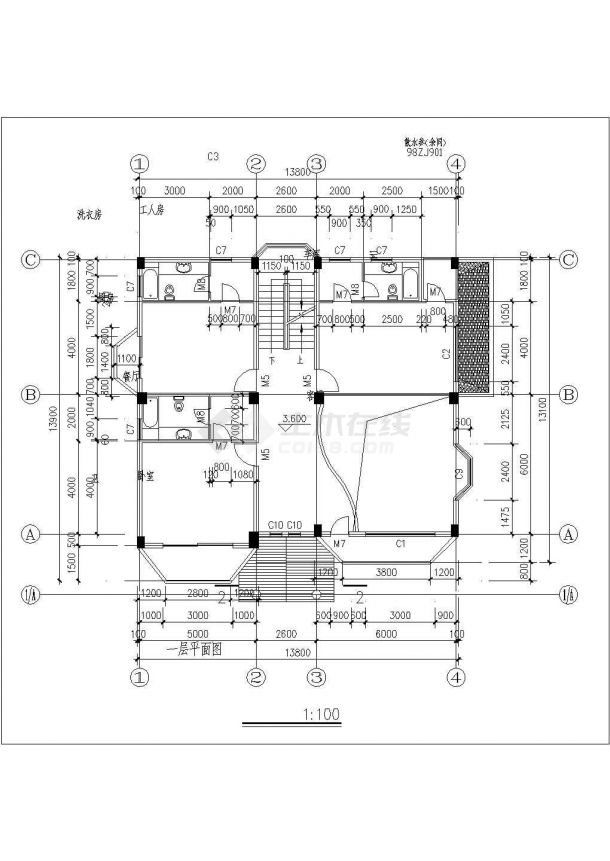 二层双拼带车库农村居住房屋建筑设计图-图二