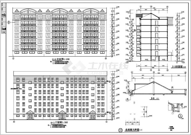 某市七层中小型住宅楼建筑设计施工图纸-图一