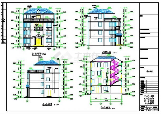 简欧式四层小型别墅全套施工图（含结构+水电）-图一