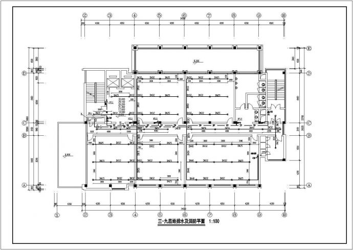 办公楼室内水管道给排水消防布置设计图_图1