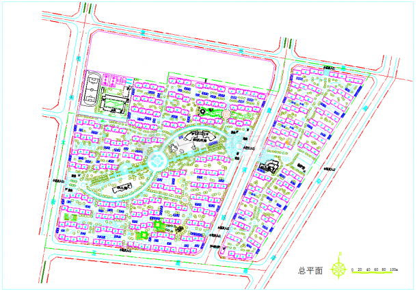 一整套大型住宅小区总平面规划设计图纸-图一