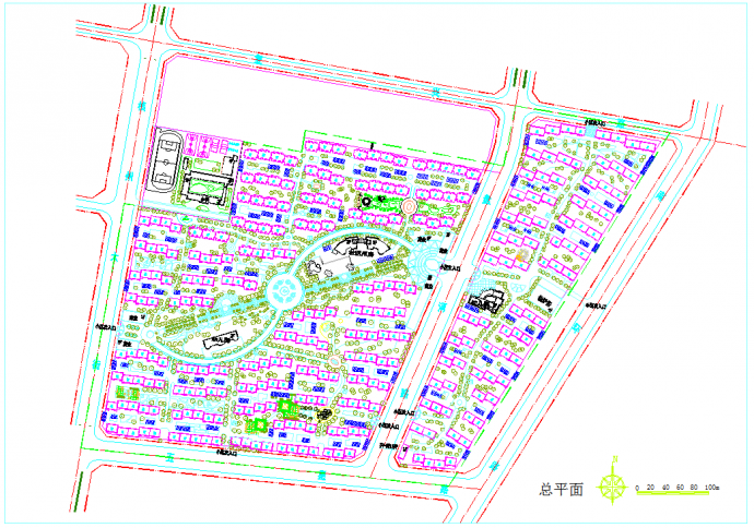一整套大型住宅小区总平面规划设计图纸_图1