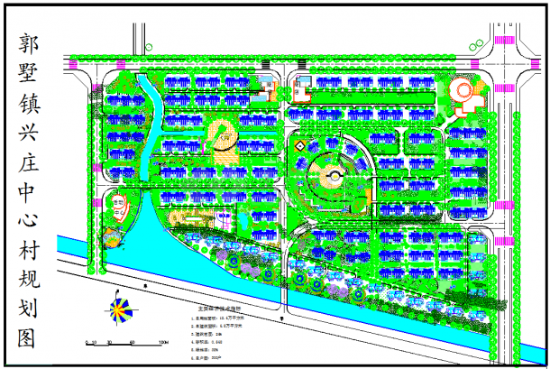 某地区大型中心村整套cad规划绿化图纸-图一