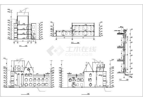 某市尖顶城堡式幼儿园建筑设计施工图纸-图二