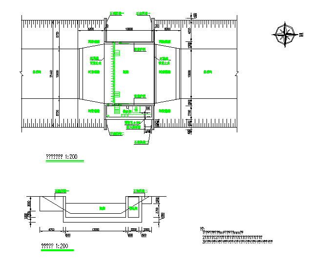 某经典底横轴钢坝闸门设计CAD布置图