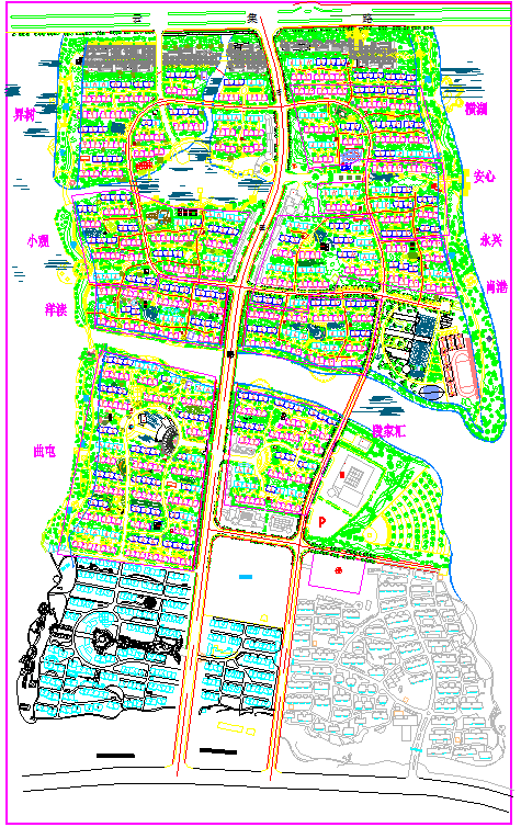 某大型乡镇整体规划绿化详细规划平面图_图1