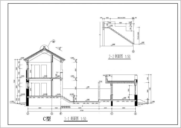 某两层新农村别墅建筑设计图（共8张）_图1