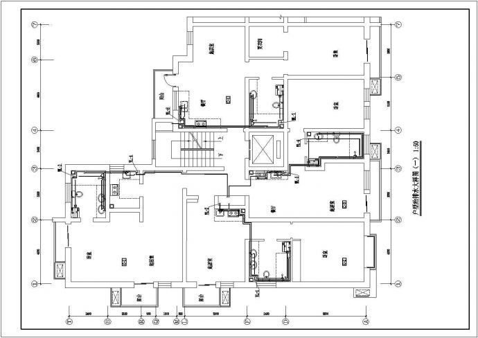 某地多层住宅楼户型给排水施工设计图_图1