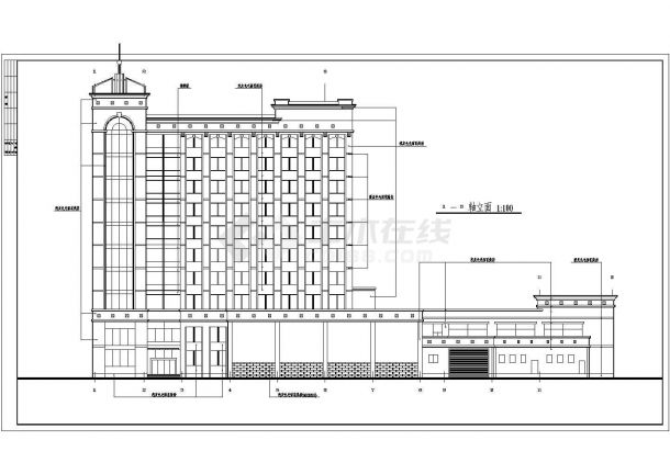 欧式风格高层砖混结构办公楼施工设计图-图一