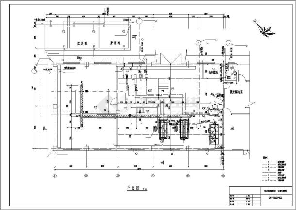 浓缩脱水一体机给排水总平布置图纸-图一