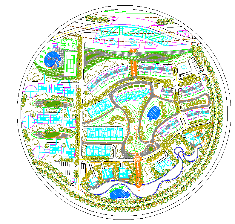 某地区大型圆形地小区建筑详细施工设计图