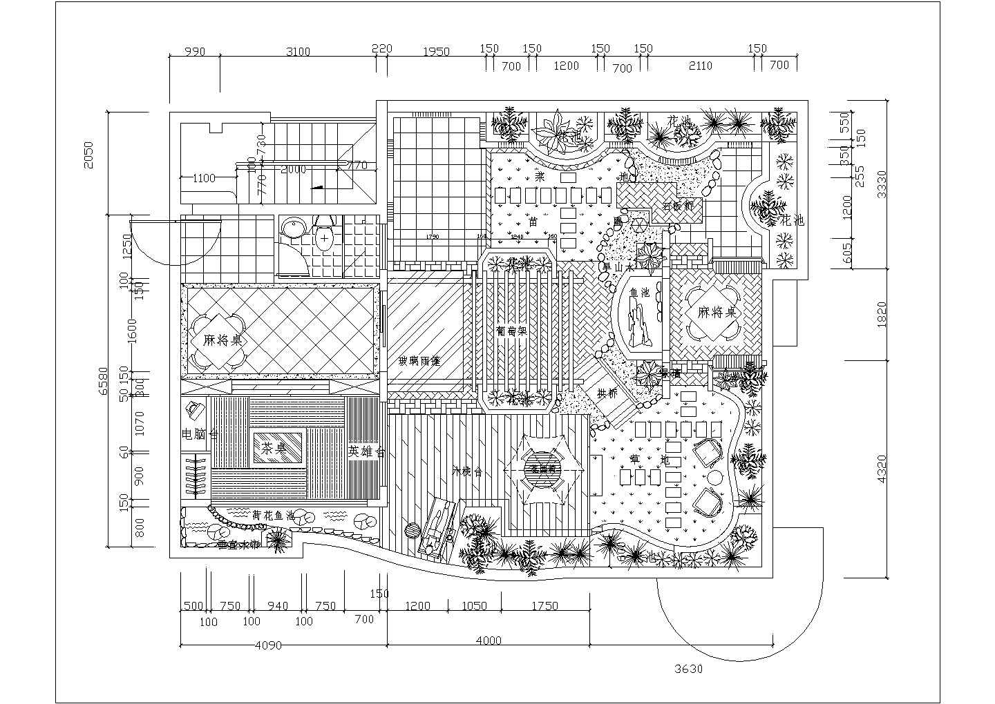 某高档住宅户型室内装修设计施工图（附效果图）