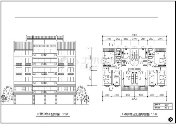 E型住宅平面建筑设计图纸（共4张）-图一