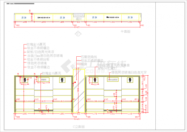某地区住宅楼装修设计图（含柜台及门头）-图二