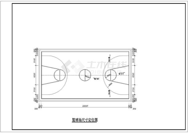 某城市学校小型篮球场施工设计图纸-图二