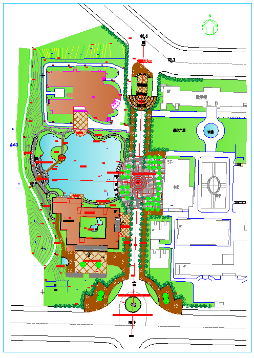 某专科学校大型景观规划总平面图纸