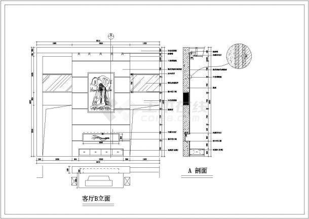 某地别墅室内装修平面设计施工图纸-图二