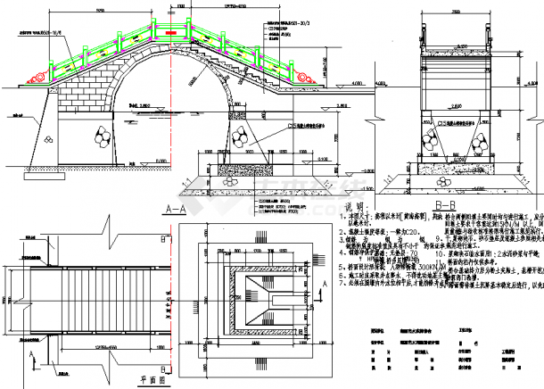 某地全套古典拱桥结构设计图纸（共3张）-图一
