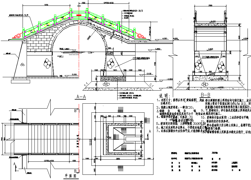 某地全套古典拱桥结构设计图纸（共3张）