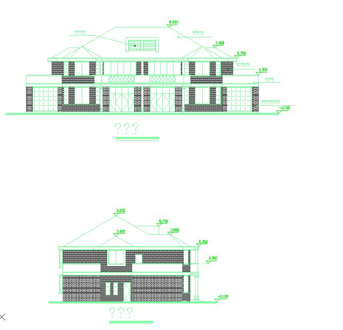 一套联体二层别墅建筑设计图纸（全集）