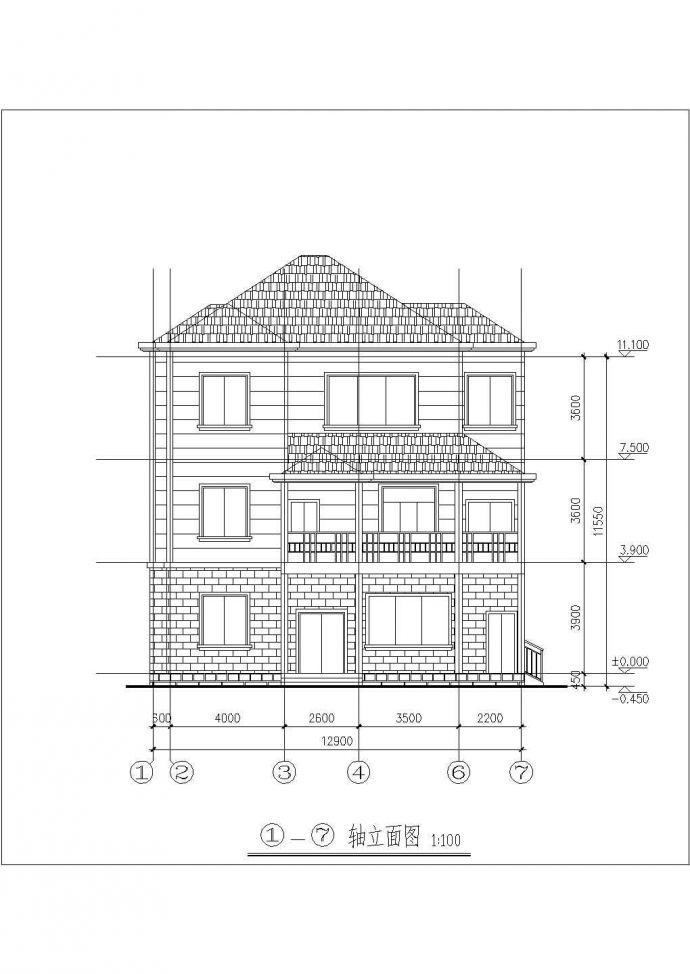 三层农村住宅楼建筑设计图纸（共8张）_图1