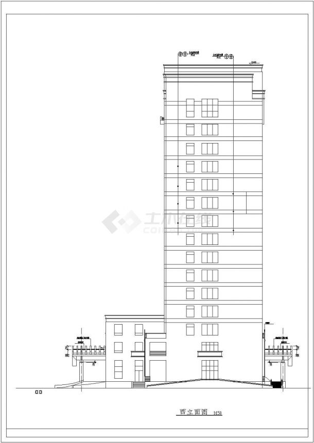 县城六层医院带地下室办公楼建筑设计图-图二