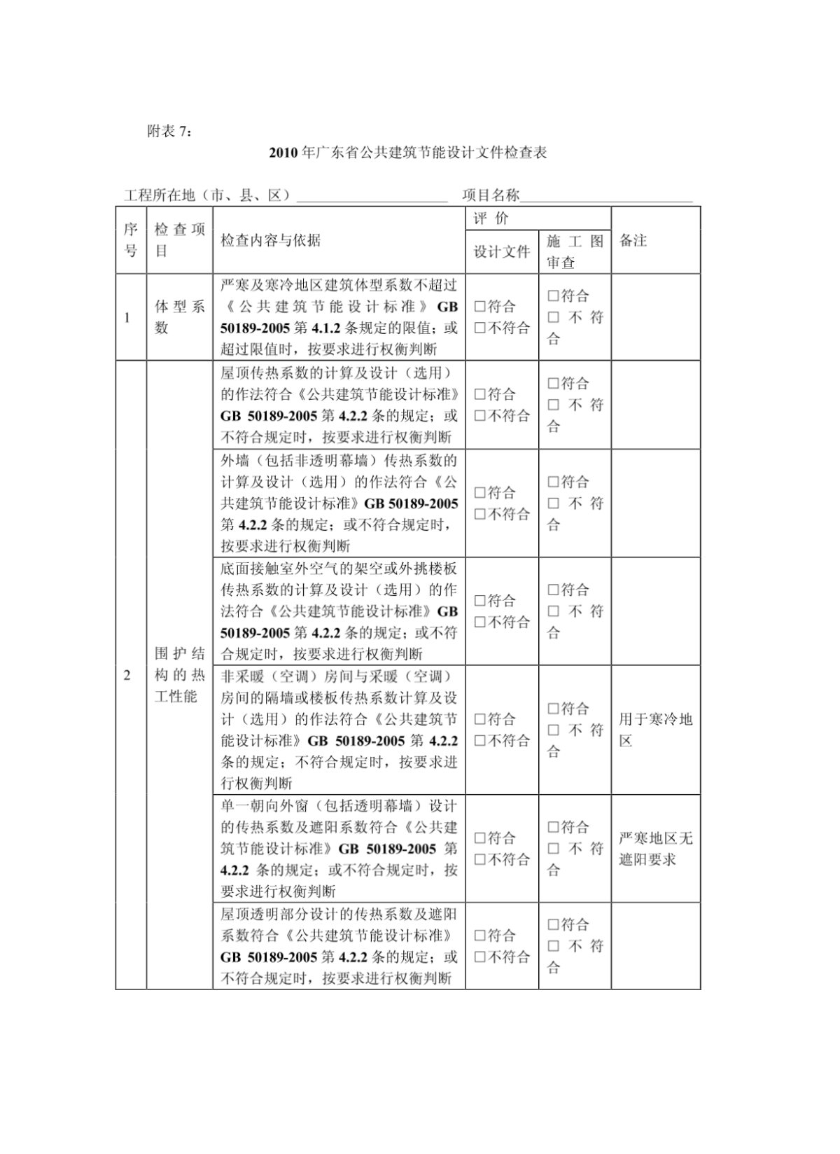 2010年广东省公共建筑节能设计文件检查表-图一