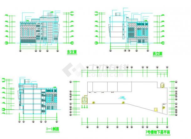 某四层商业中心建筑设计图纸（附带效果图）-图二