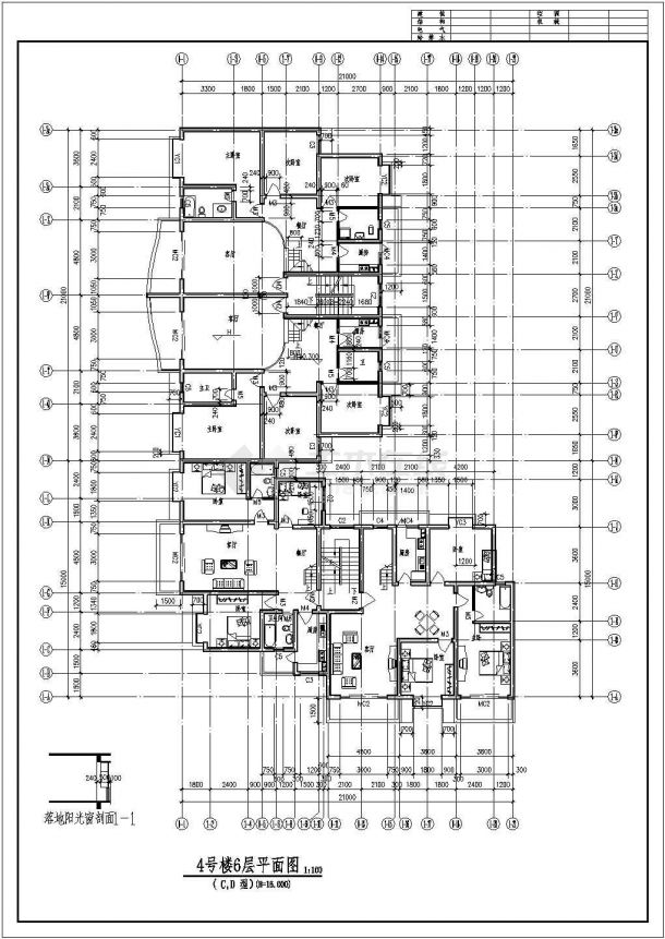 某地住宅楼建筑设计图纸（共7张）-图二