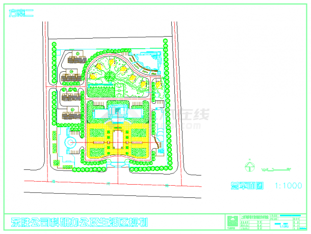 某公司职工宿舍区上课规划总平面图-图一