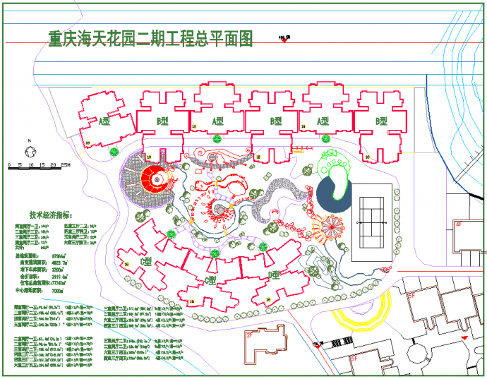 某地海天花园小区规划图（含技术指标）_图1