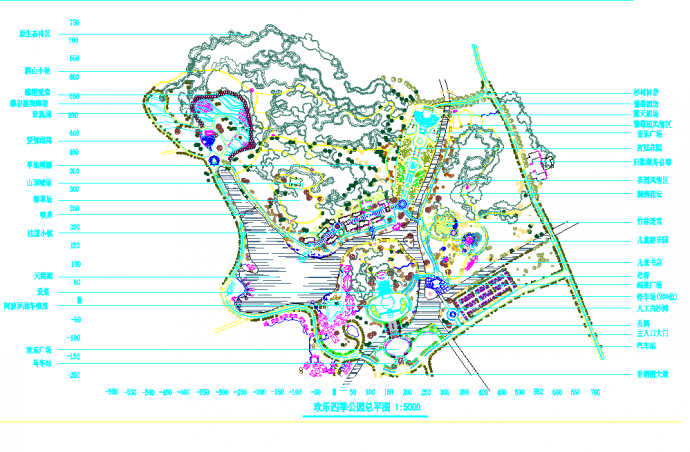 某地区欢乐四季公园规划设计总平面图_图1