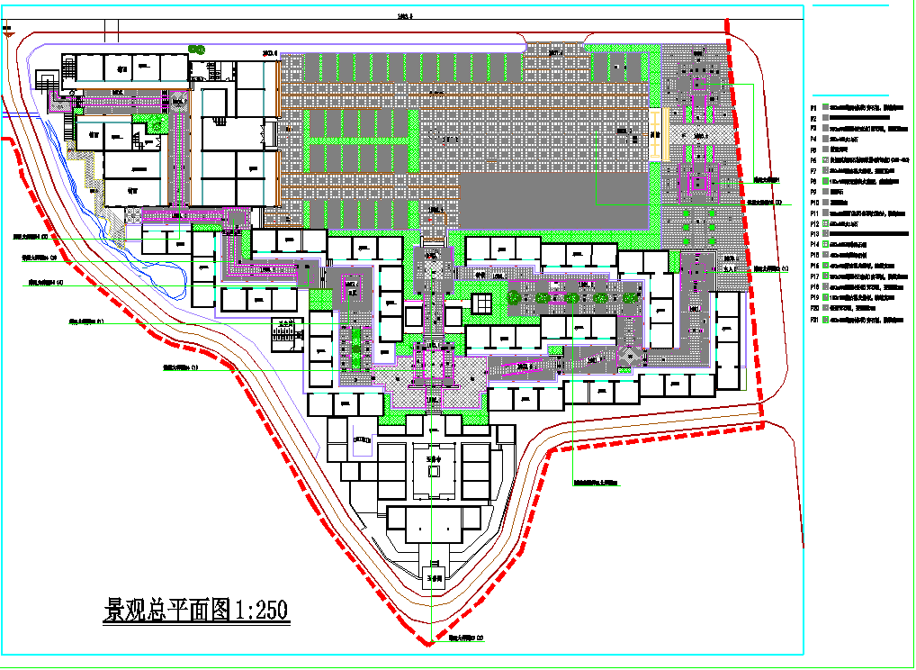 某现代公园广场景观规划总平面图纸