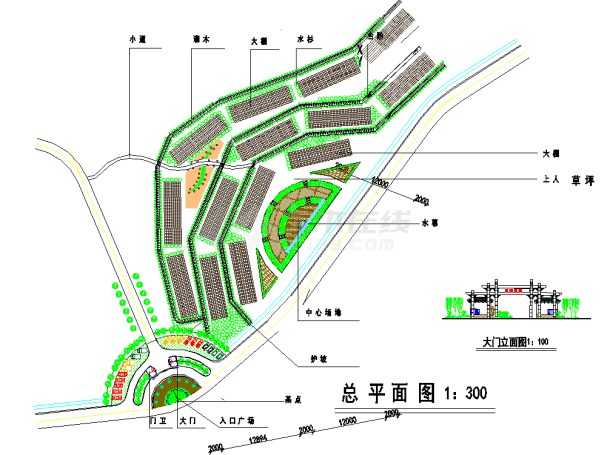 某公园平面布置及部分节点大样总平面图-图一