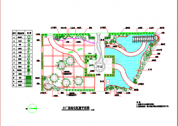 某地农村小广场绿化配置设计平面图-图一