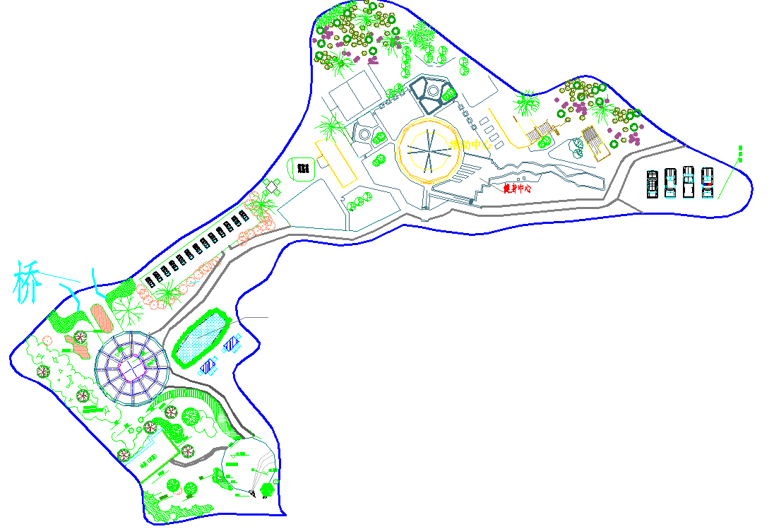 某大型生态现代公园绿化详细规划总平面图